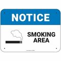 Pig PIG Notice Smoking Area Sign 14" x 10" Aluminum 14" L x 10" H SGN2024-10X14-ALM